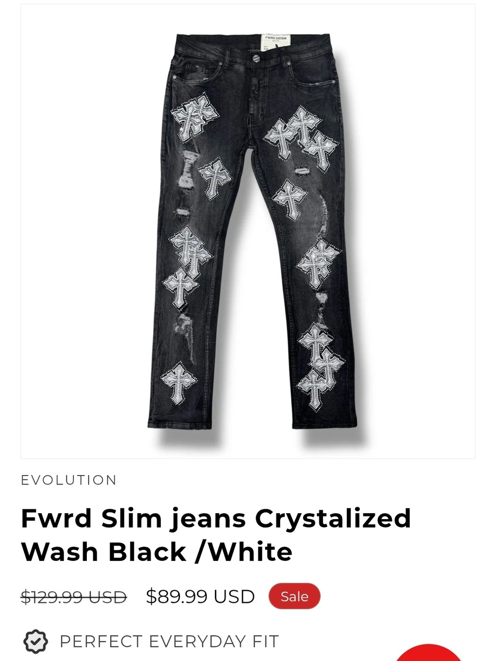 Fwrd Slim Jeans Crystalized Wash - Black/White